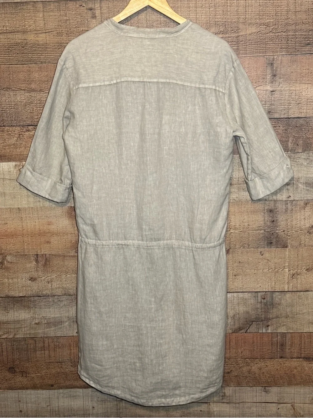 James Perse Linen Drawstring Shirt Dress Beige Women’s size 3 (Large)